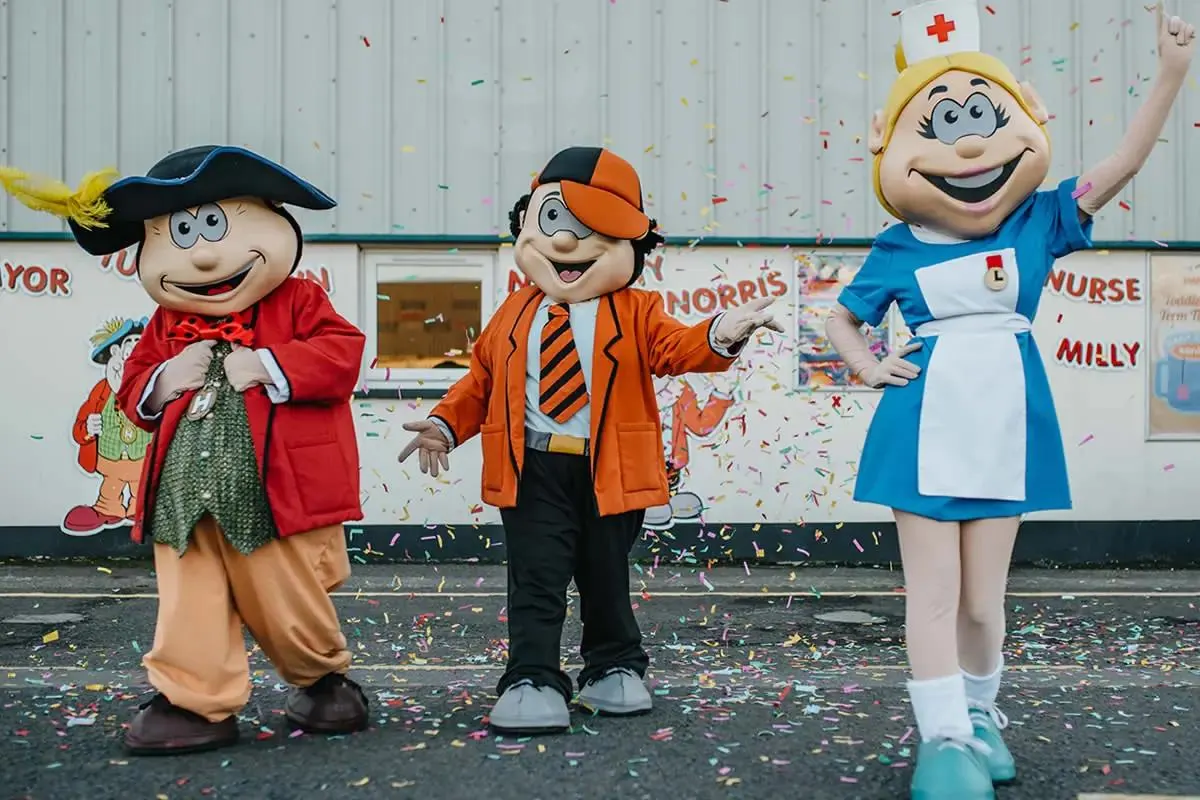 Mayor Tumbledown, Naughty Norris and Nurse Milly in costume