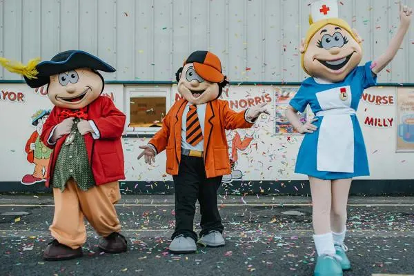 Mayor Tumbledown, Naughty Norris and Nurse Milly in costume